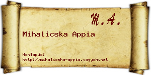 Mihalicska Appia névjegykártya